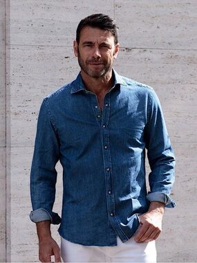 Gianetto Portofino Camicia Denim Medio Shirt Men’s Sz L